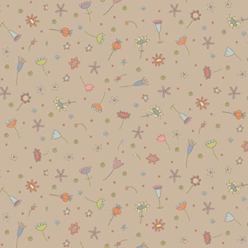 Anni Downs - Simply Be - Taupe Scattered Flowers Fabric