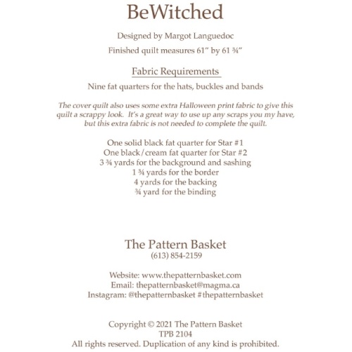 BeWitched - Halloween Quilt Pattern - The Pattern Basket