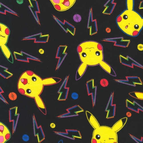 FLANNEL - Black Pokemon On Flannel Fabric