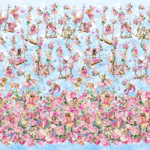 Blue Fairy Border - Spring Songs - Flower Fairies Fabric