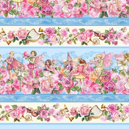 Blue Fairy Stripe - Spring Songs - Flower Fairies Fabric