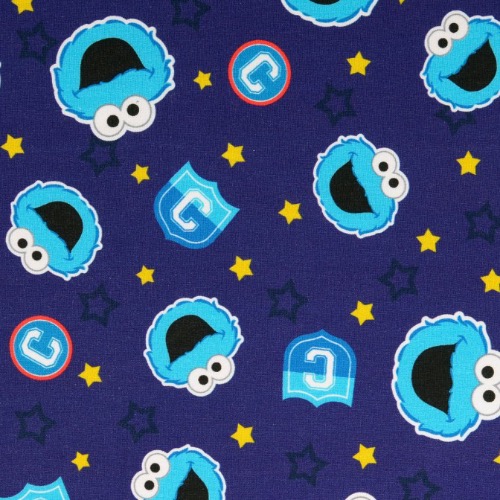 French Terry - Sesame Street Cookie Monster Fabric