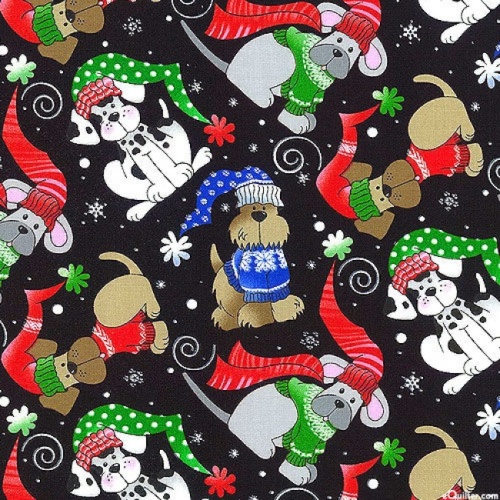 Christmas Winter Dogs - Christmas Fabric - Fabric Traditions