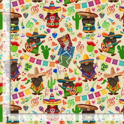 Cinco De Mayo Gnomes - Multi - Halloween Fabric