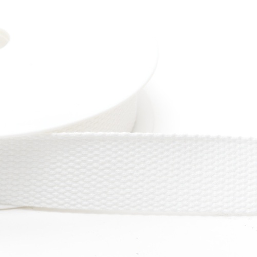 White - Cotton Basket Weave Webbing - 30mm