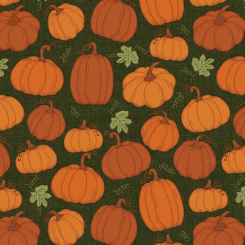 Dark Green Rustic Pumpkins - Harvest Farm - Benartex