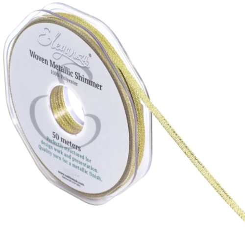 Woven Metallic Shimmer Ribbon - Gold - 50m