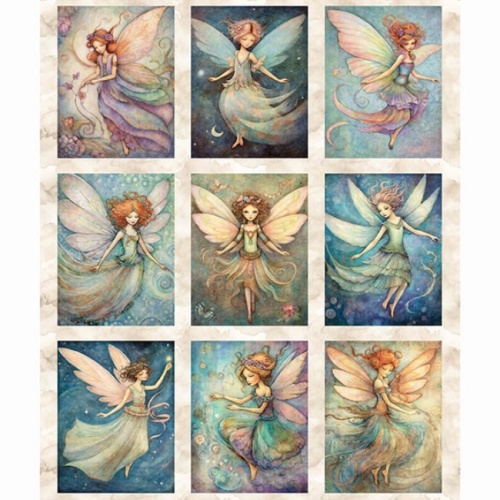 Enchanted - Fairy Picture Patches - Fabric Panel