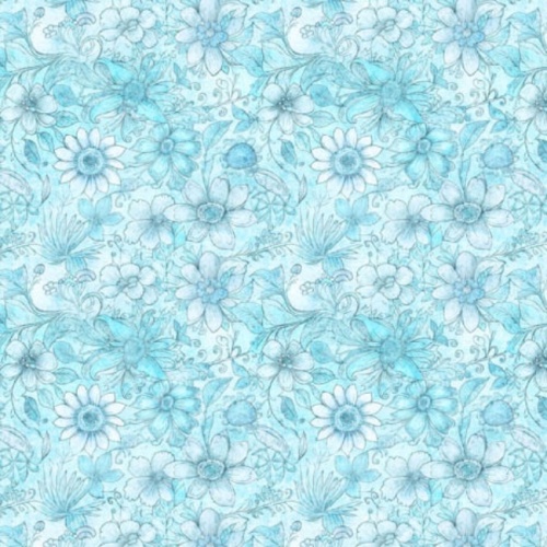 Enchanted - Flower Tonal Aqua - Quilting Treasures