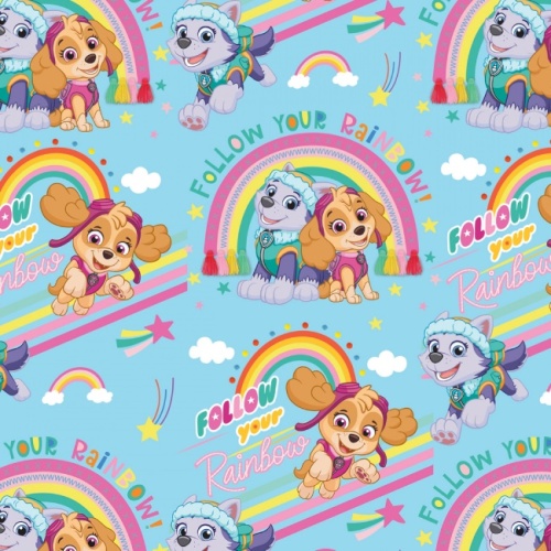 Follow Your Rainbow Blue - Paw Patrol Fabric