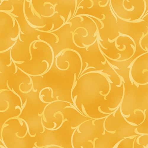 Gold - Swirling Vine Fabric - Benartex