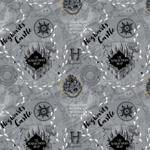 Grey Marauders Map Fashion - Harry Potter Fabric