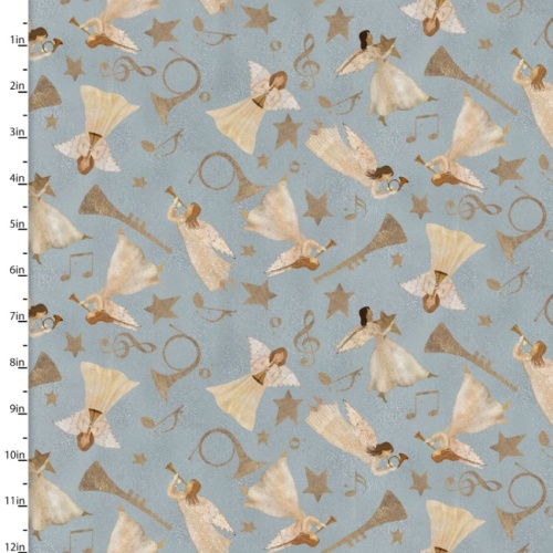 Blue Harmonious Angels - O' Holy Night Fabric