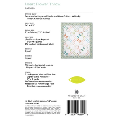 Heart Flower Throw - Quilt Pattern - Missouri Star