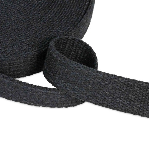 Black - Heavy Duty Cotton Webbing - 40mm