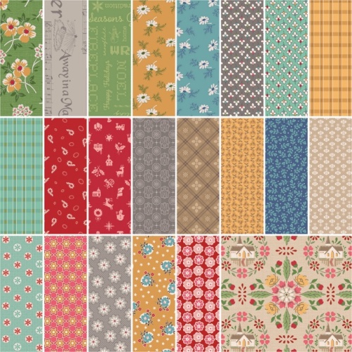 Lori Holt - Home Town Holiday Fat Quarters Fabric -  Basil - 31pcs