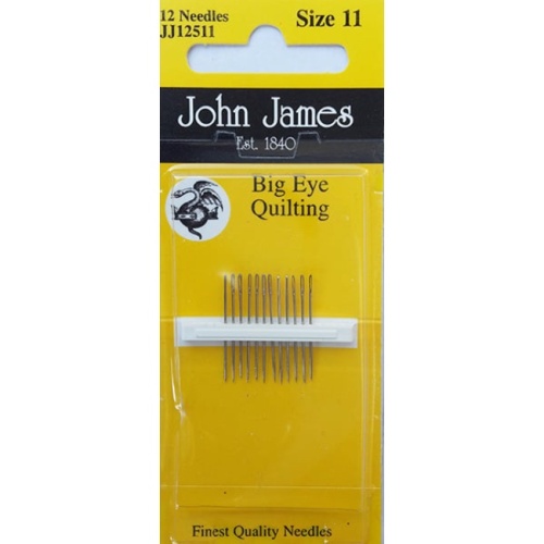 John James Big Eye Quilting Needles Size 11 - 12 Needles