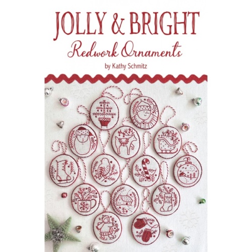 Jolly & Bright - Redwork Ornaments Pattern - Kathy Schmitz