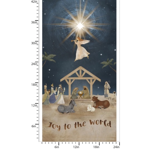 Joy To The World - O' Holy Night - Nativity Fabric Panel