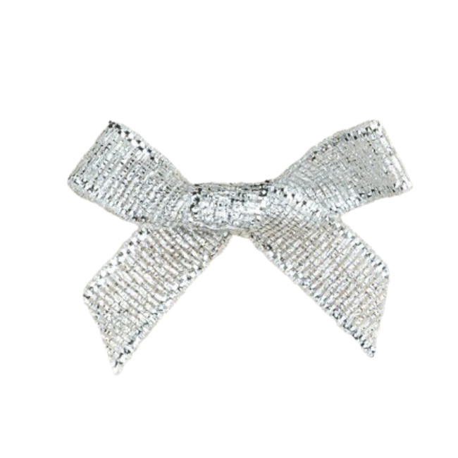 Small Silver Metallic Bows 6mm 10 pack