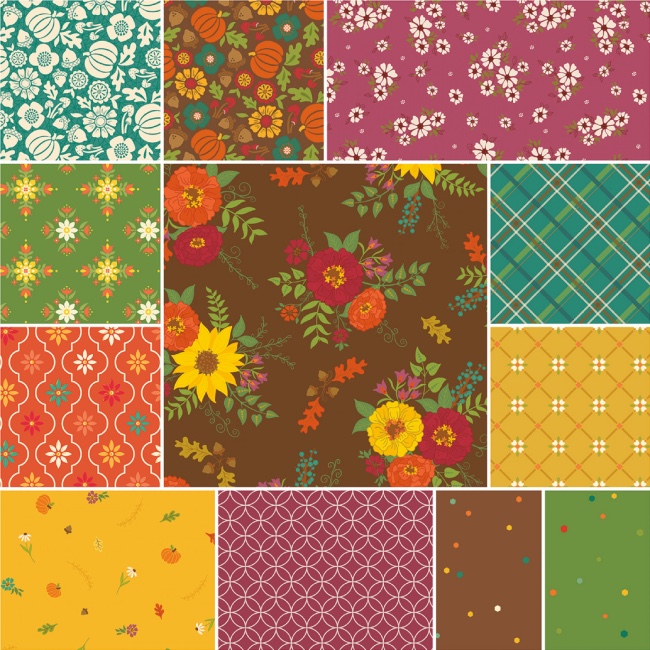 Autumn Afternoon - Brown - Fat Quarter Bundle x 12