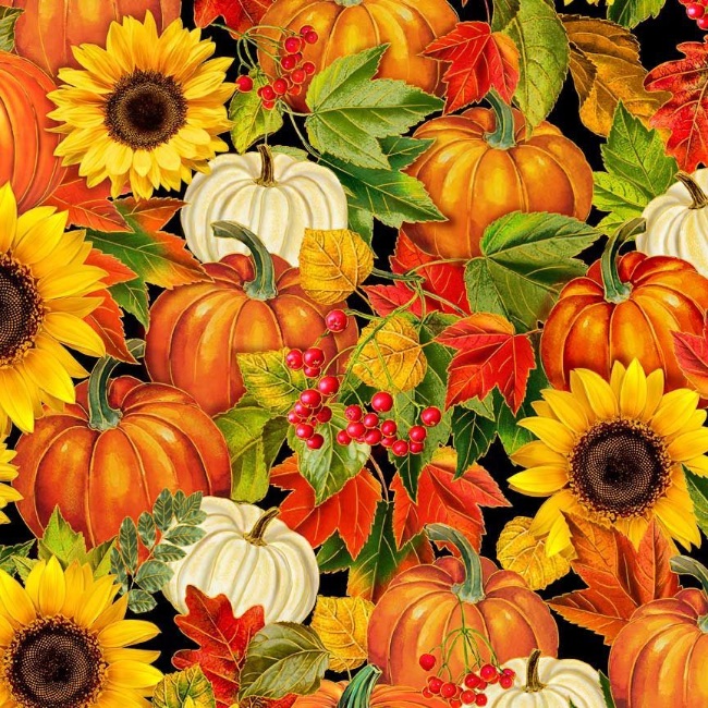 Autumn Harvest Floral Fabric with Metallic