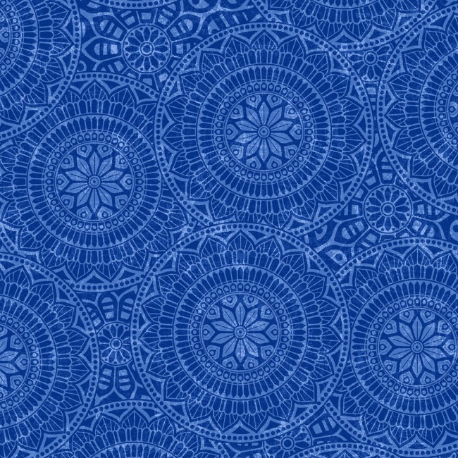 Blue Tossed Mandalas - Studio E Extra Wide Backing