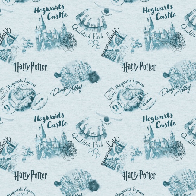 Blue Wizarding Sketches - Harry Potter Fabric