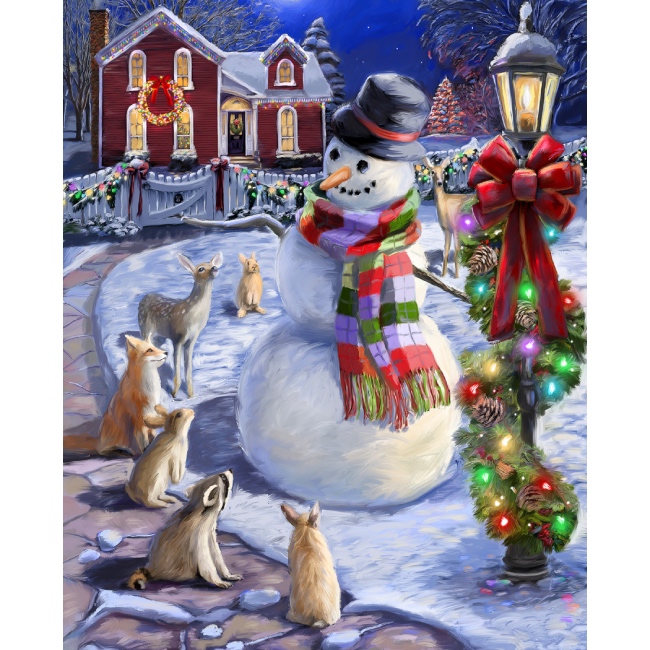 Christmas Eve Snowman Fabric Panel - Davids Textiles