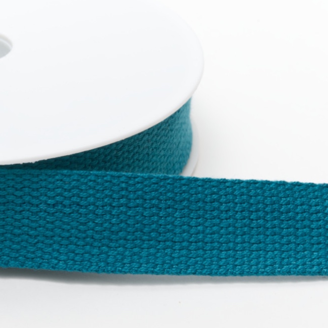 Teal - Cotton Basket Weave Webbing - 30mm