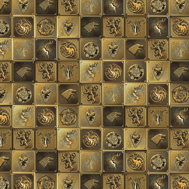 Gold House Sigil Tiles - Game Of Thrones Fabric