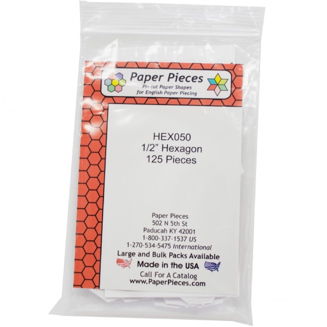 1/2'' Hexagon Paper Pieces - 125 pack