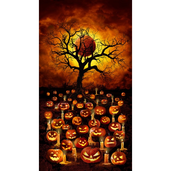 Jack O Lantern Blood Moon Fabric Panel