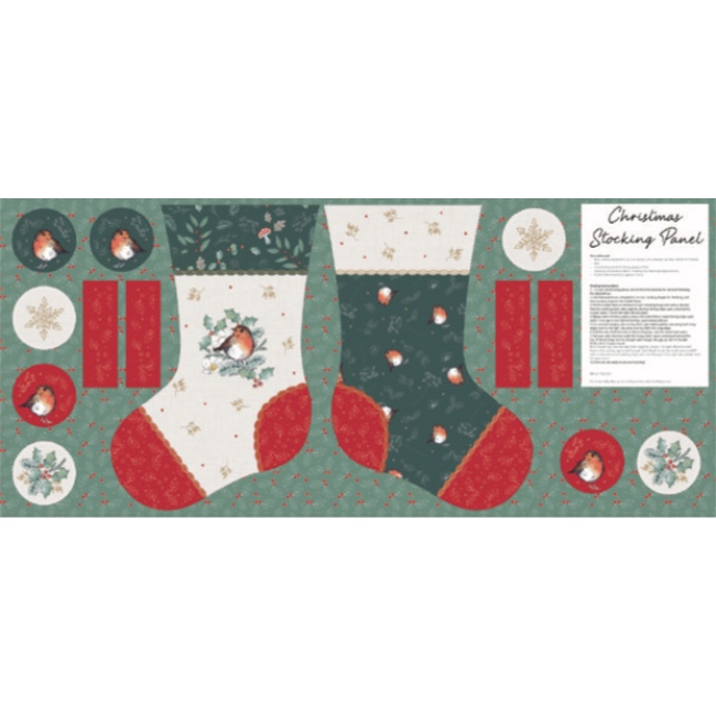 Stocking Panel - Little Red Robin - Christmas Fabric