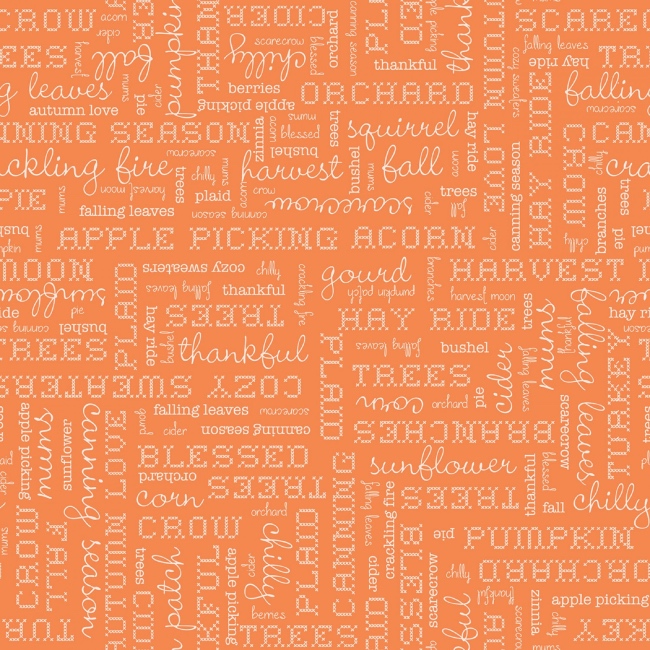 Lori Holt - Autumn Words Harvest Fabric - Pumpkin