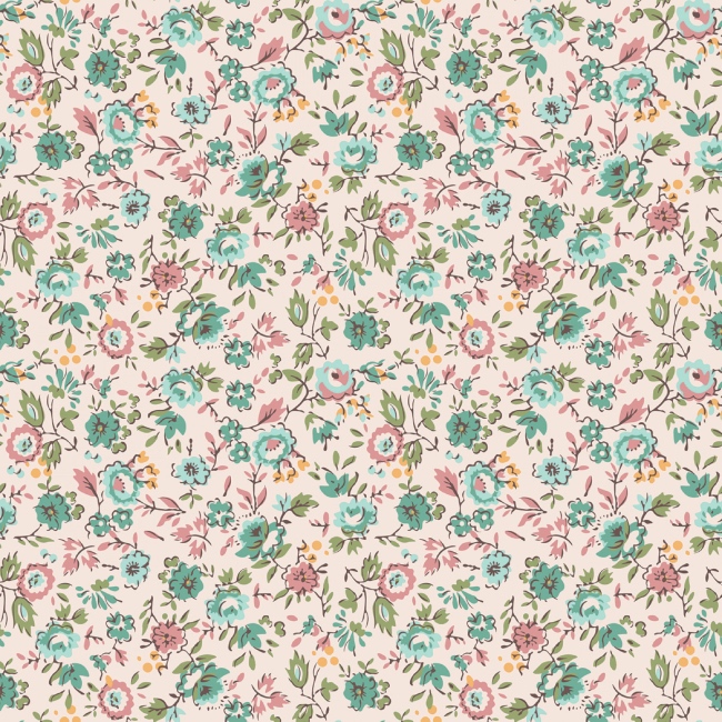 Piece & Plenty - Sea Glass Floral Fabric - Lori Holt