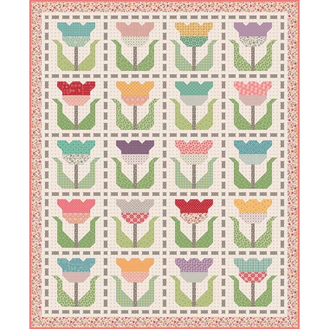 Lori Holt - Stitched Tulips Boxed Quilt Kit