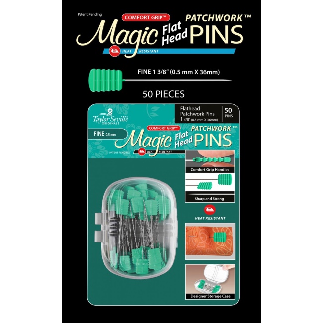 Taylor Seville Magic Pins - Flathead Patchwork FINE 50pk