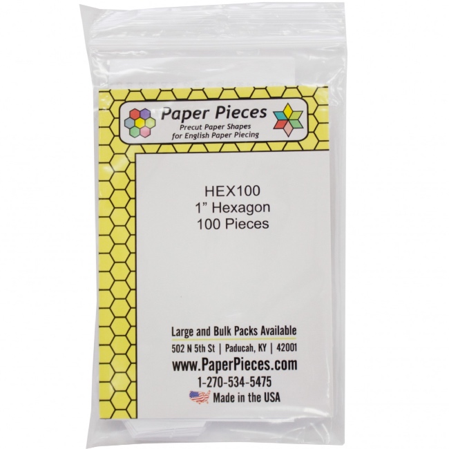 1'' Hexagon Paper Pieces - 100 pack