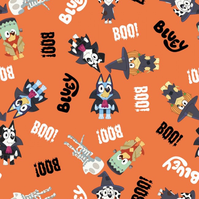 Orange Boo Bluey - Disney Halloween Fabric