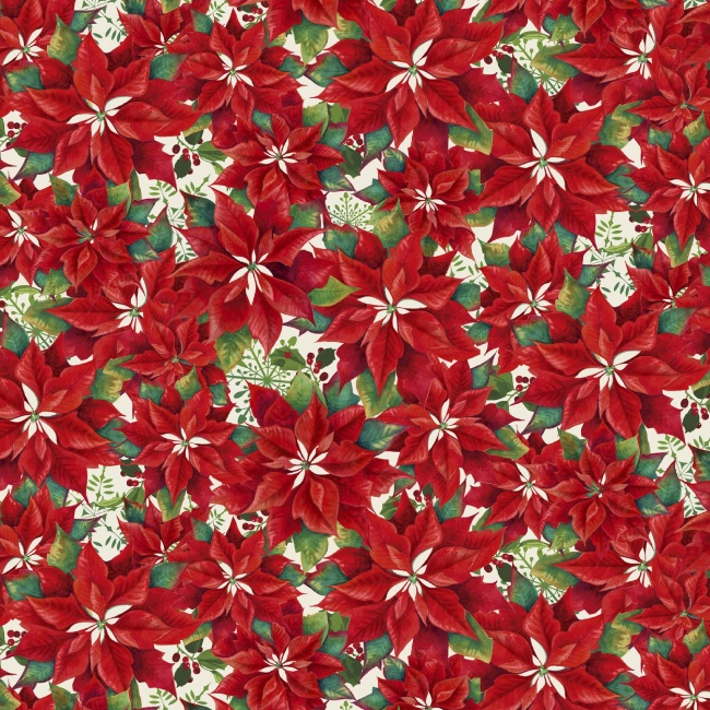 Red Poinsettias Fabric