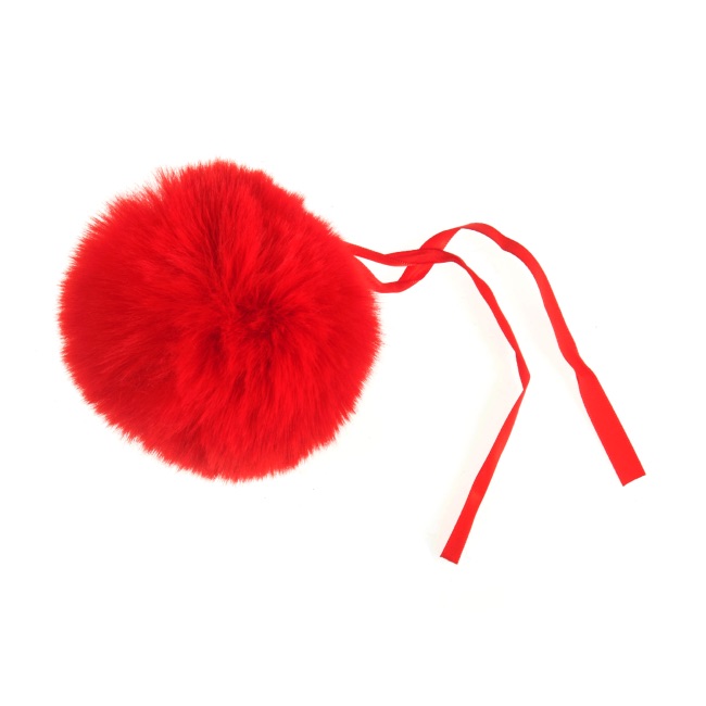 Faux Fur Pom Pom - 11cm - Red - 1pc