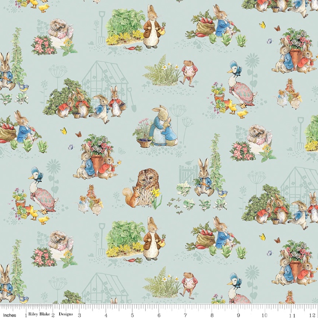 Riley Blake - Peter Rabbit & Friends Characters Fabric - Blue