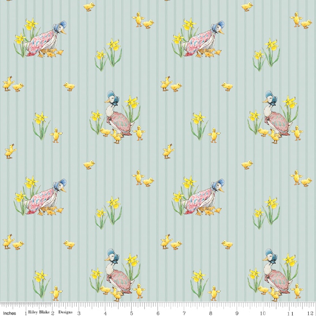 Riley Blake - Peter Rabbit & Friends Duck Stripe Fabric - Blue