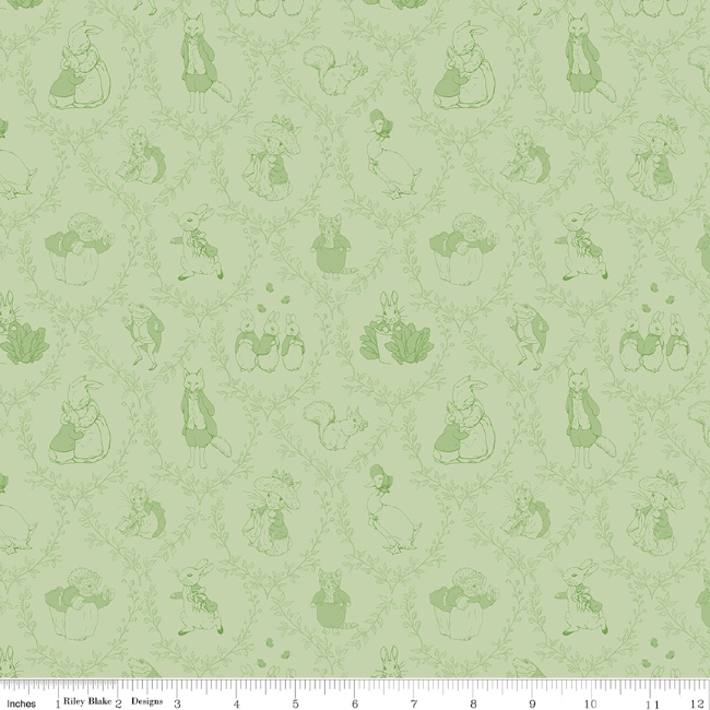 Riley Blake - Peter Rabbit & Friends Toile Fabric - Fern