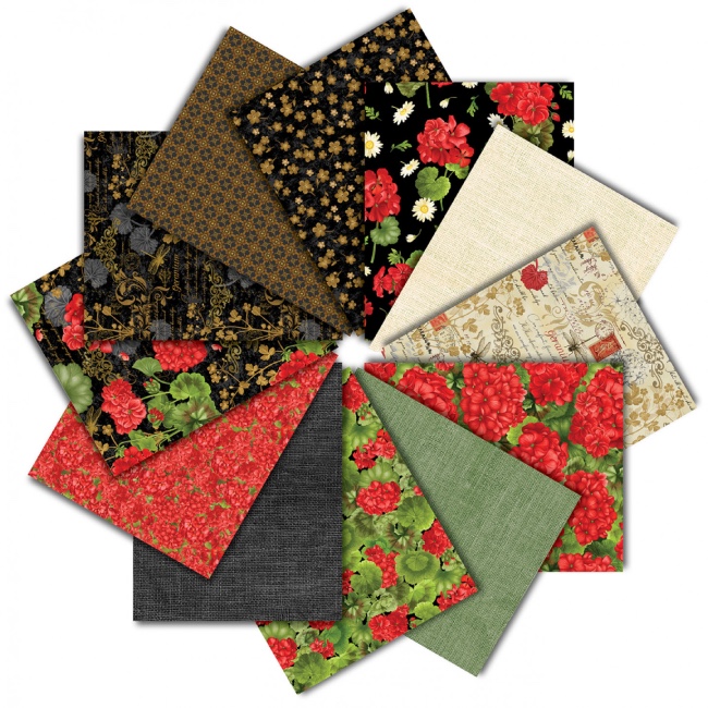 Timeless Treasures - Scarlet Beauty Fat Quarters - 12pcs