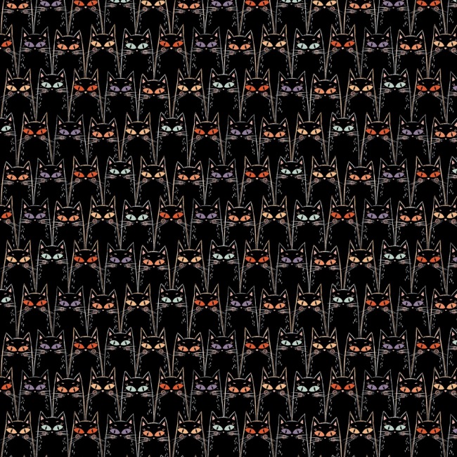 Starlight Spooks Black Cat Fabric - Paintbrush Studio