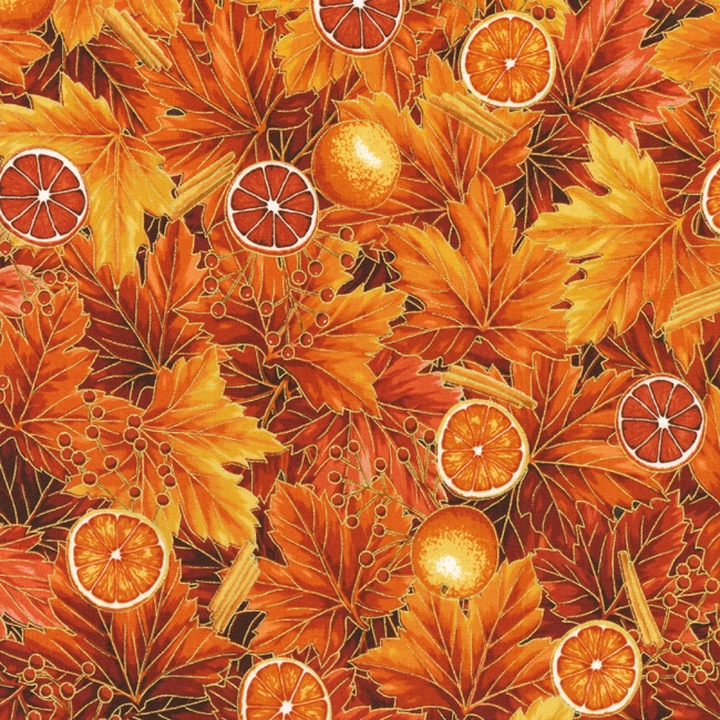 Sweet Pumpkin Spice Fabric - Autumn Oranges