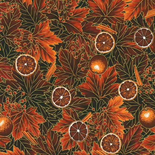 Sweet Pumpkin Spice Fabric - Walnut Oranges