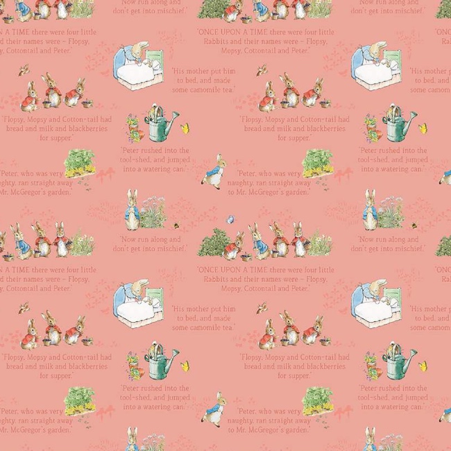 Text Coral - The Tale Of Peter Rabbit Fabric